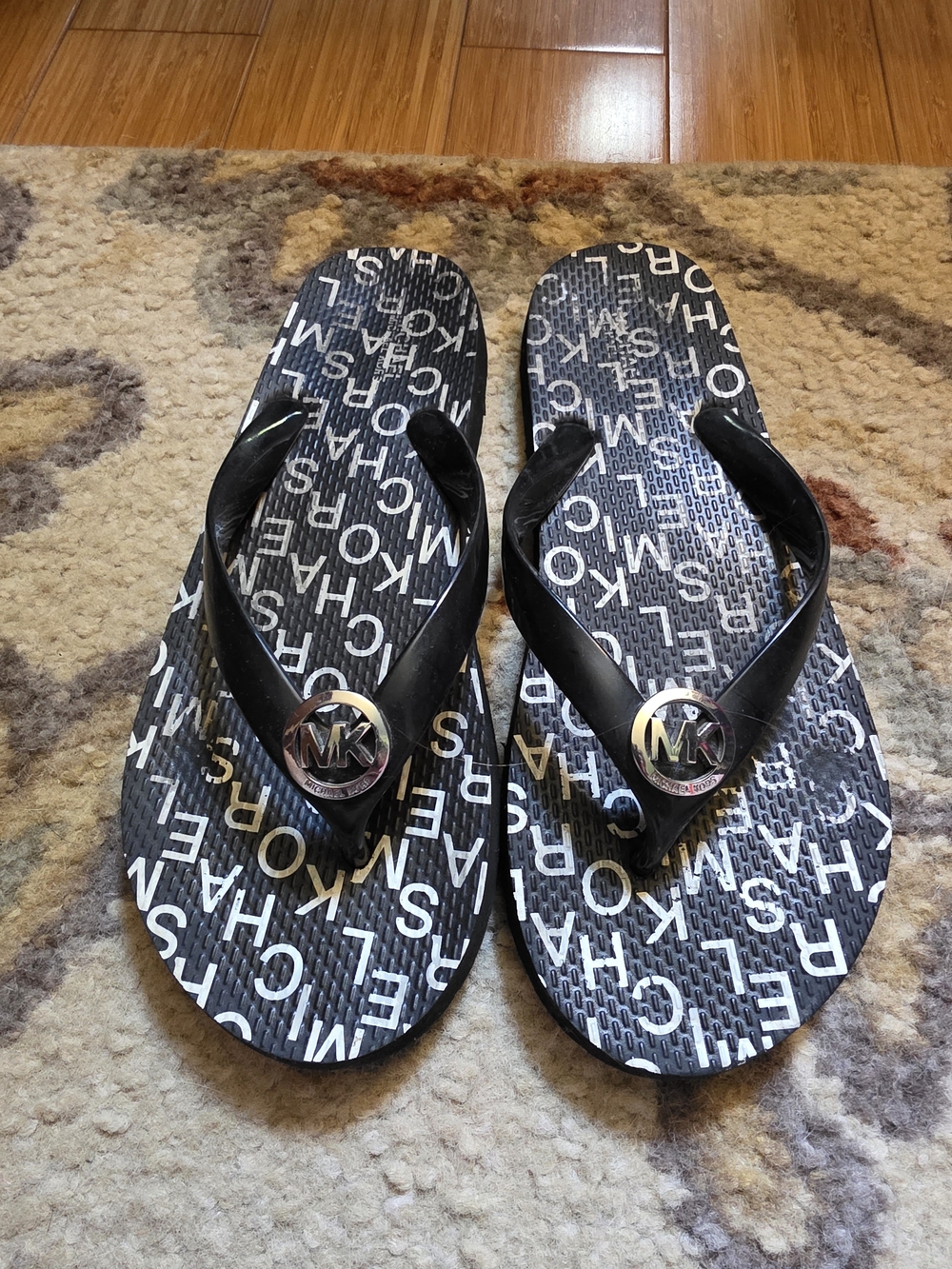 Michael Kors Women’s Black Logo Flip Flops